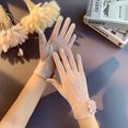 thumbnail image 3 of Guantes de seda helada de encaje corto para mujer, finos, de verano, para conducir, con pantalla táctil, para primavera y otoño, 3 of 5