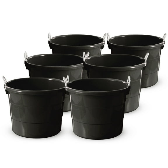 Homz 17 Gal Plastic Open Storage Round Utility Tub with Handles (3 Pack)