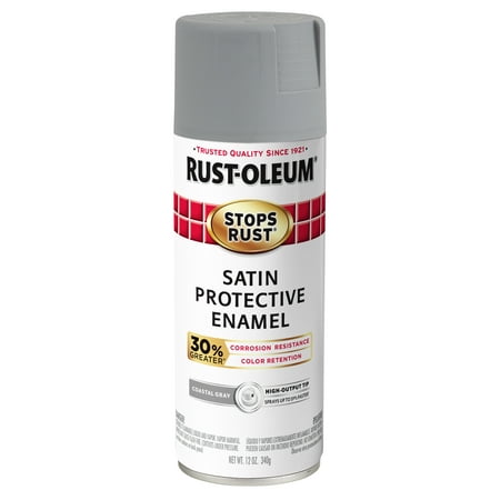 Grey Satin Enamel - (3 Pack) Rust-Oleum Stops Rust Advanced Satin Coastal Gray Protective Enamel Spray Paint, 12 oz