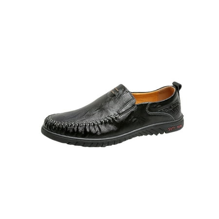 

Ferndule Mens Round Toe Dress Shoes Office Classic Lightweight Moccasins Comfort Slip On Penny Loafer Black 9
