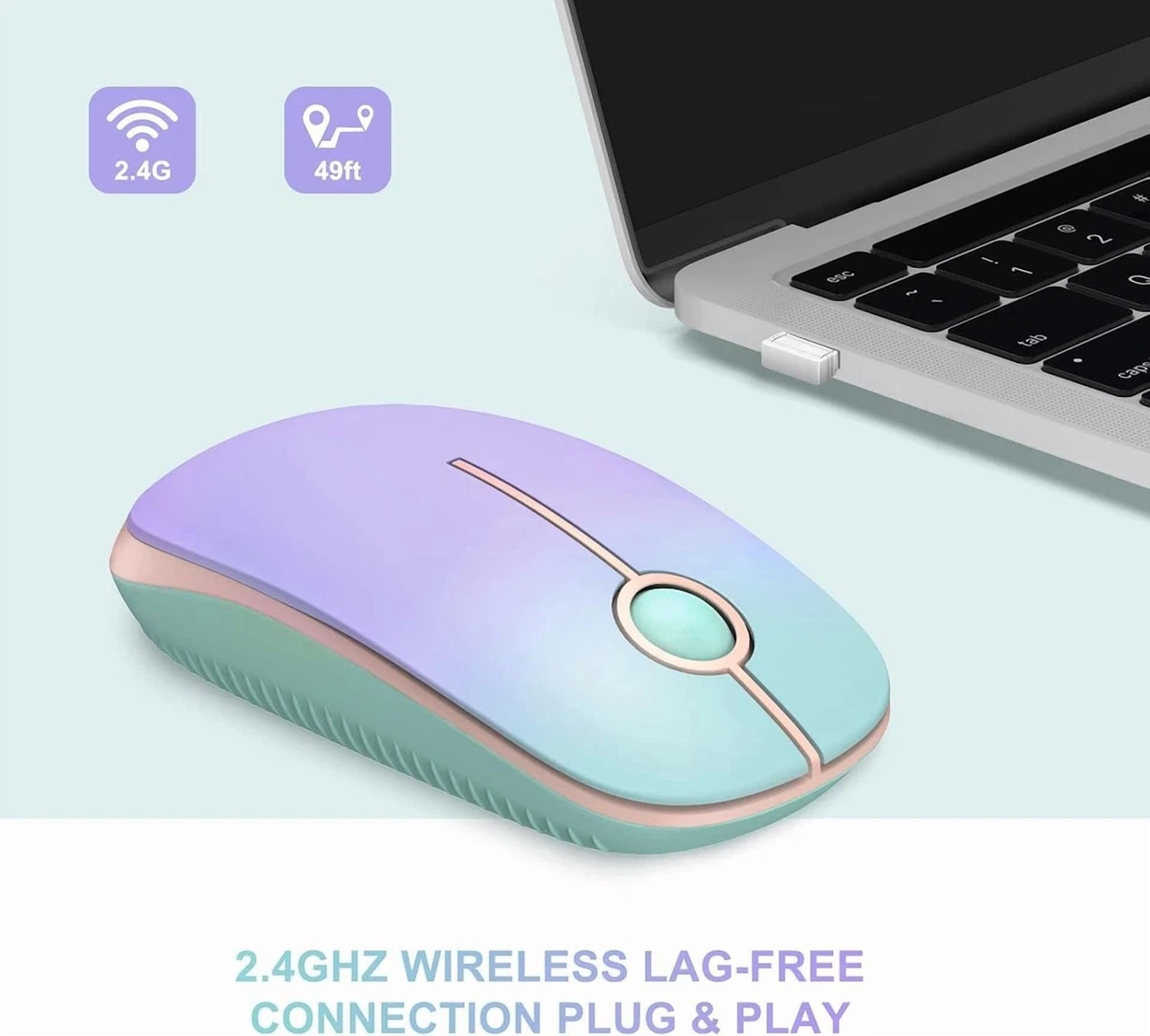 CRESTIN- Wireless Bluetooth Mouse,Led Dual Mode Rechargeable Silent Slim Laptop Mouse