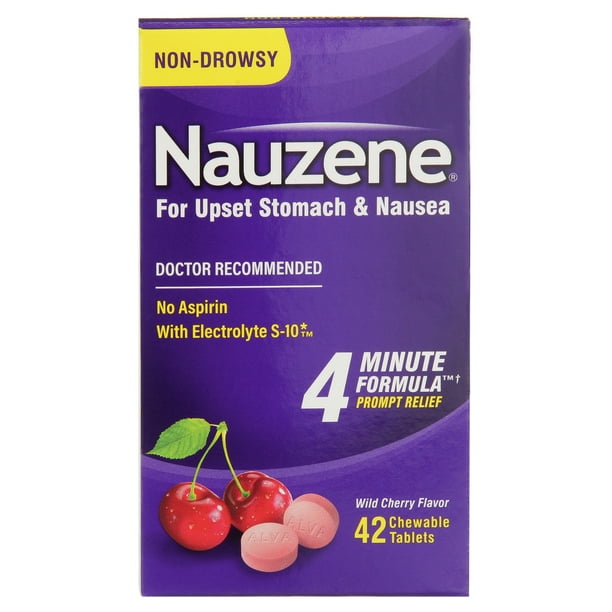 Nauzene Nausea Relief Chewable Tablets Wild Cherry Flavor, 42 Ct
