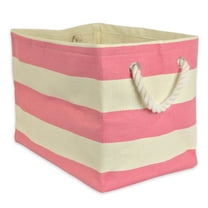 Contemporary Home Living 17" Pink and White Stripe Storage and Laundry Bin