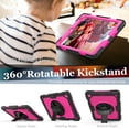 thumbnail image 3 of 3 Layer Case for iPad 10.2 Inch 9th/8th/7th 2021/2020/2019, for Kids Heavy Duty Protective Case with Screen Protector & Stylus Holder & 360 Rotating Stand and Hand/Shoulder Strap Cover, Rose+Black, 3 of 7