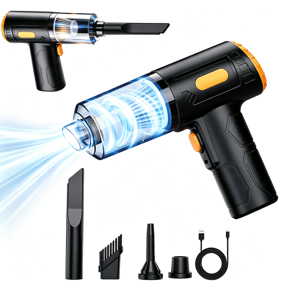 Axidou Car Vacuum, Handheld Vacuum Cordless - 120W High Power Hand Vacuum & Air Duster, Portable CordlessHandheld Vacuum with LED Light, Multi-Nozzles, Rechargeable for Car Home Office Pet Cleaning