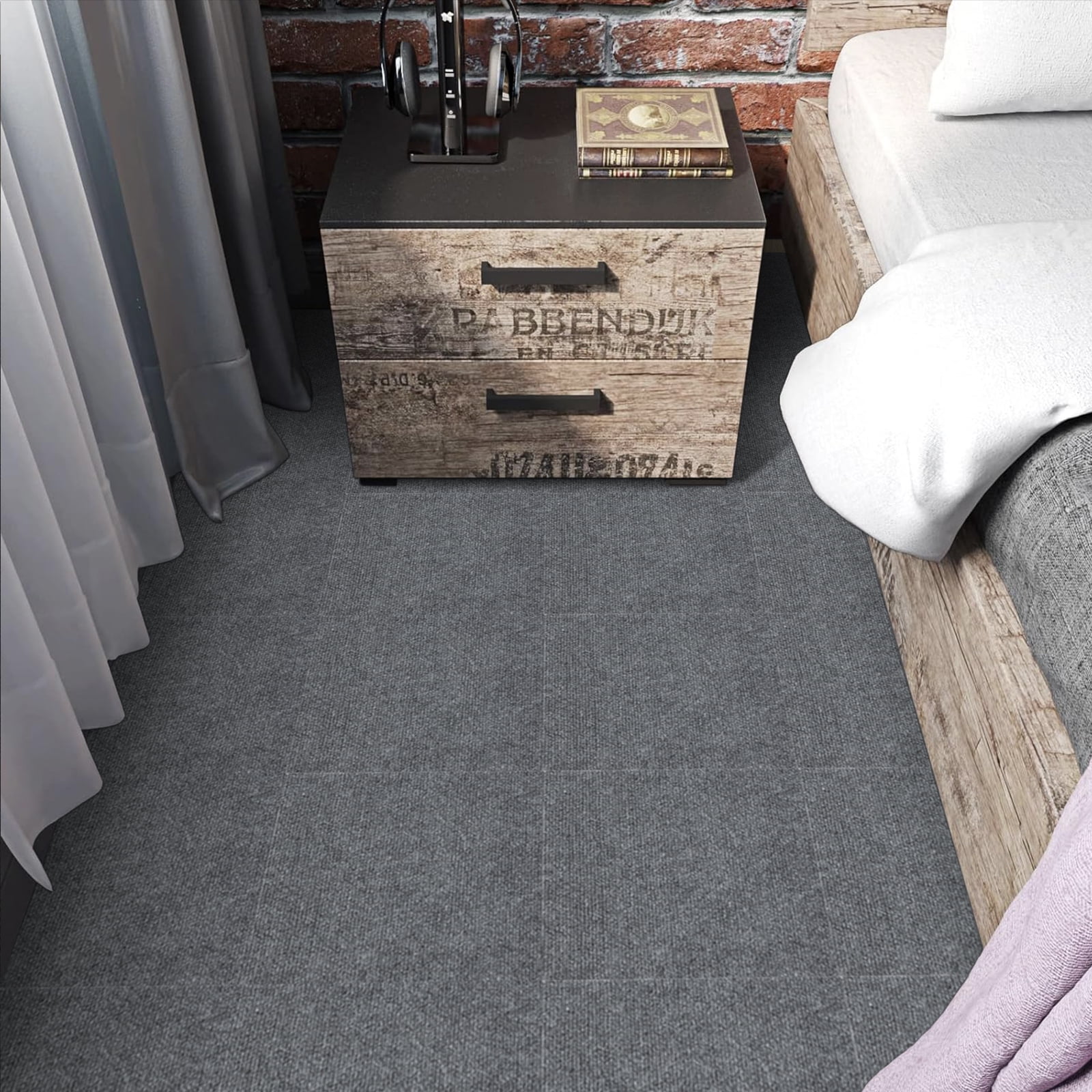 12x12 Peel And Stick Carpet Tiles – Self-Adhesive Floor Squares With Soft Pad, Removable, 10-Pack (White)