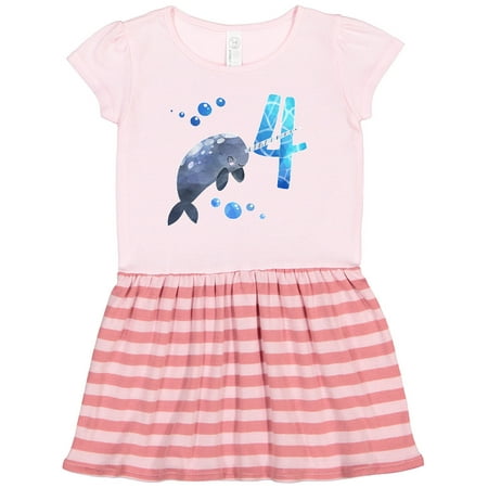 

Inktastic Cute Narwhal 4th Birthday Gift Toddler Girl Dress