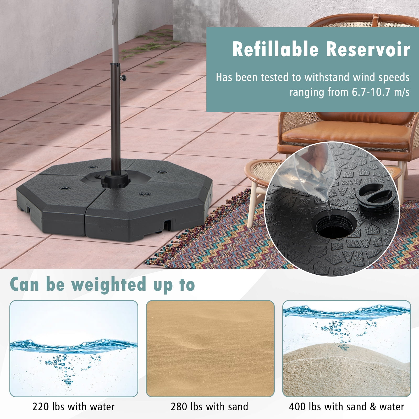 Topbuy Octagonal Weight Base Cantilever Offset Umbrella Weights Base PlateSet