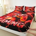 thumbnail image 3 of Manfei Kids Gamepad Controller Twin Sheet Sets,Console Video Gaming Twin Fitted Sheet,Red Black Flat Sheet For Boys,Luxury Bedroom Decor,3 Pieces, 3 of 7