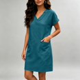 thumbnail image 6 of Womens Elegant Double Pocket Dress V Neck Mini Fashionable Casual Dress, M, 6 of 7