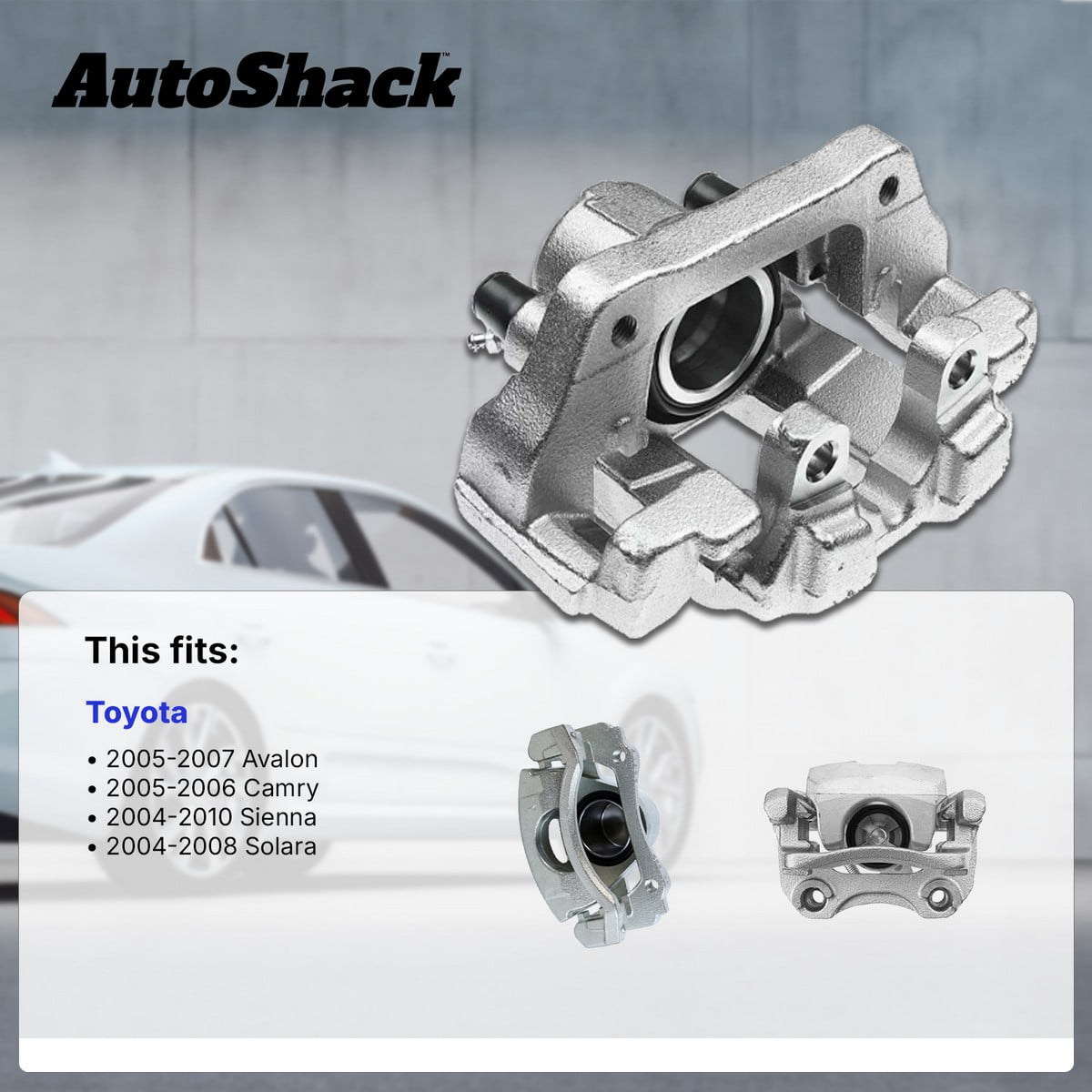 AutoShack Front Brake Caliper for Toyota, Sienna 2004-2010 Camry 2005-2006 Avalon 2005-2007 Solara 2004-2008, FWD AWD L4 2.4L V6 3.0L 3.3L 3.5L, Right