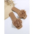 thumbnail image 3 of Women Flower Decor Flat Sandals, Fashionable Green Summer Slide Sandals, 3 of 4