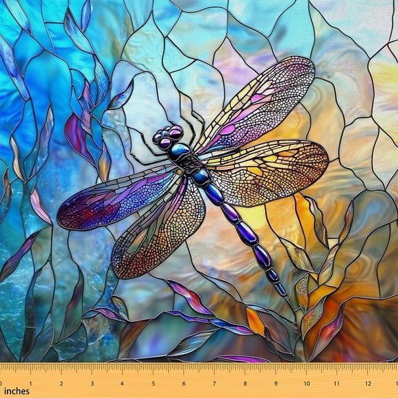 Homewish Mandala Western Dragonfly Fabric by the Yard 1 Yard, Vintage Bohemian Style Room Decor Fabric by the Yard, Tribal Animal Sewing Fabric, Microfiber Bedroom Decor