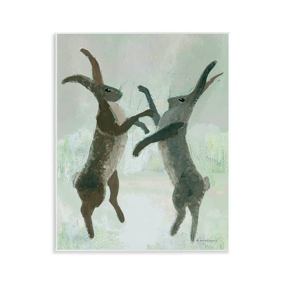 Stupell Industries Boxing Hares Impression Animals Painting Unframed Art Print Wall Art, 11 x 14