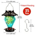 thumbnail image 7 of LUJII Solar Powered Color Changing Hummingbird Feeder for Outdoors Hanging, Gem Diamond Shaped Hand Blown Glass, 35 fl.oz, Never Leak, Illuminated Lantern for Garden Decor, Gift for Friends, Teal, 7 of 7