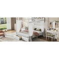 thumbnail image 7 of Upholstered Headboard Queen Metal Canopy Platform Bed With 2 Storage , Engaging For Queen, Headboard, Drawers, White, 7 of 7
