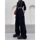 thumbnail image 1 of Pantalones cargo de pierna ancha estilo americano alto para mujer, diseño adelgazante recto de calle, pantalones casuales con múltiples bolsillos y tendencia moderna, 1 of 5