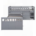 thumbnail image 2 of L-shaped Twin Loft and Platform Bed - 7 Drawers & Full Guardrails (GRAY) - Durable Construction for Bedroom, 2 of 22