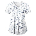 thumbnail image 2 of COMVALUE Womens Hawaiian Printed Stretchy Nursing Scrubs Plus Size Soft Easy Care Workwear Holiday Medical Uniform Scrub Tops (XL, White), 2 of 8