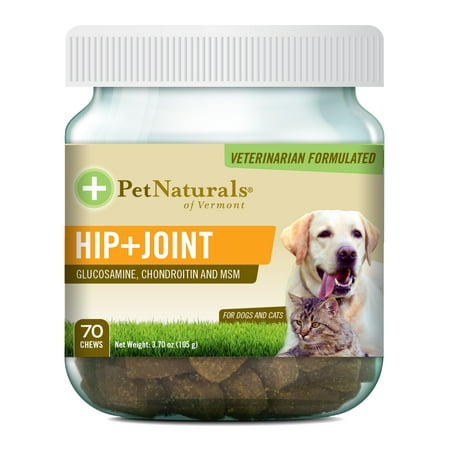 Pet Naturals of Vermont Hip + Joint, Daily Joint Supplement for Cats and Dogs, 70 Bite Sized (Best Vitamin Supplement For Dogs)