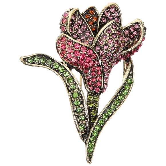 Flower Pin Women Clothes Lapel Pin Hat Suit Brooch Rose Brooch Rhinestone Pin for Shawl Coat