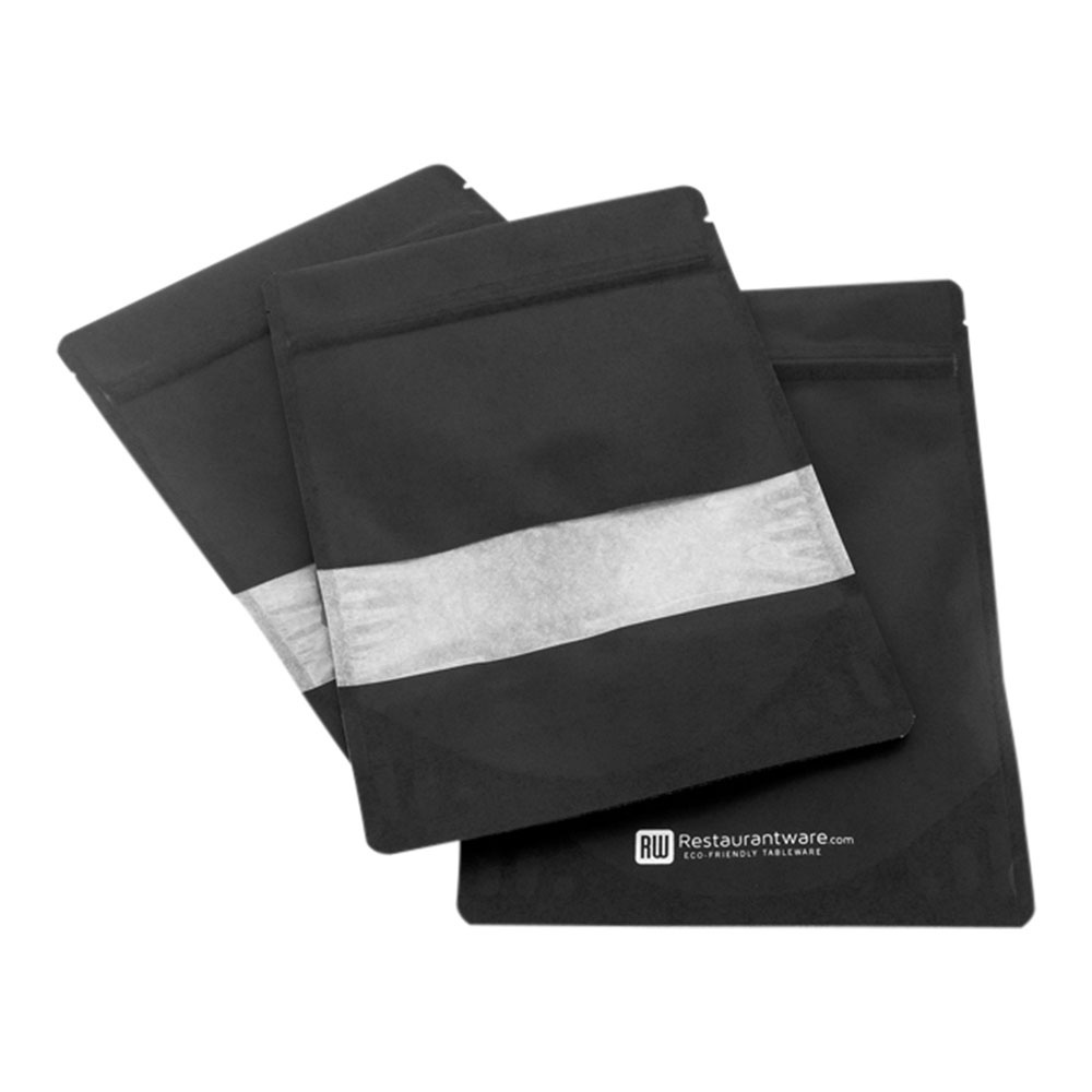 Bag Tek Rectangle Black Plastic Large Window Bag Heat Sealable 9" x 6" x 1 1/2" 100 count