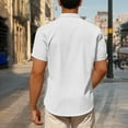 thumbnail image 4 of AHTJRT Men's Summer Short Sleeve Henley T-Shirts Banded Collar Casual Fashion Tees Shirts White S, 4 of 7