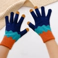 thumbnail image 5 of Knitted Gloves Winter Cycling Gloves Colorblock Knitted Elastic Soft Warm Anti slip Five Fingers Warm Windproof Thickened Unisex Gloves, 5 of 7