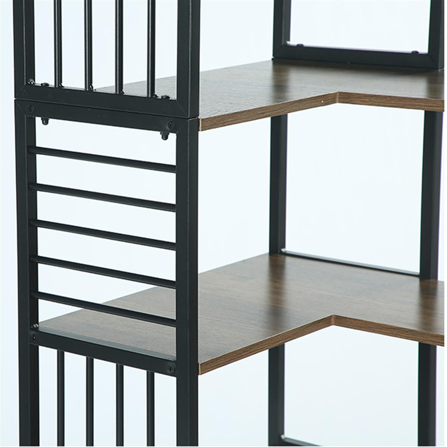 Demi Bonn 77" Corner Shelf, Industrial Bookshelf Display Shelving Unit Storage Cabinet for Home Living Room, Office, Brown