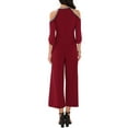 thumbnail image 3 of INSPIRE CHIC WOMLAYOUT Women's Halter Jumpsuits Sequin Cold Shoulder Split Sleeve Party Cocktail Wide Leg Jumpsuits 2XL Wine Red, 3 of 6