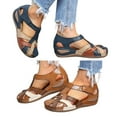 thumbnail image 6 of SPRING PARK Women Peep Toe Platform Wedge Heels Summer Sandals Buckle Strap Shoes, 6 of 7