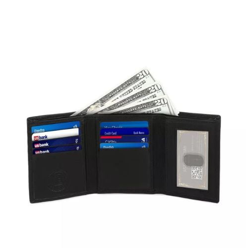 Leatherboss RFID Protected Men's Trifold Casual Wallet – Black