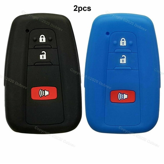 Silicone Case Fob Cover Entry Holder for 3B Toyota Prius Corolla Rav4 Smart Key (black and blue)