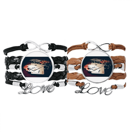 card poker chips gambling photo bracelet hand strap leather wristband double set