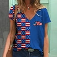 thumbnail image 2 of OAVQHLG3B 4th of July Outfits for Women American Flag T Shirt Summer Tops for Women Tops Printe Casual Loose Fit Tee Shirts Blouse Print V-neck Shirt, 2 of 5