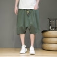 thumbnail image 5 of Angala Mens Summer Shorts Solid Color Elastic Waist Shorts Summer Breathable Seaside Holiday Casual Mens Shorts Size L Green, 5 of 6