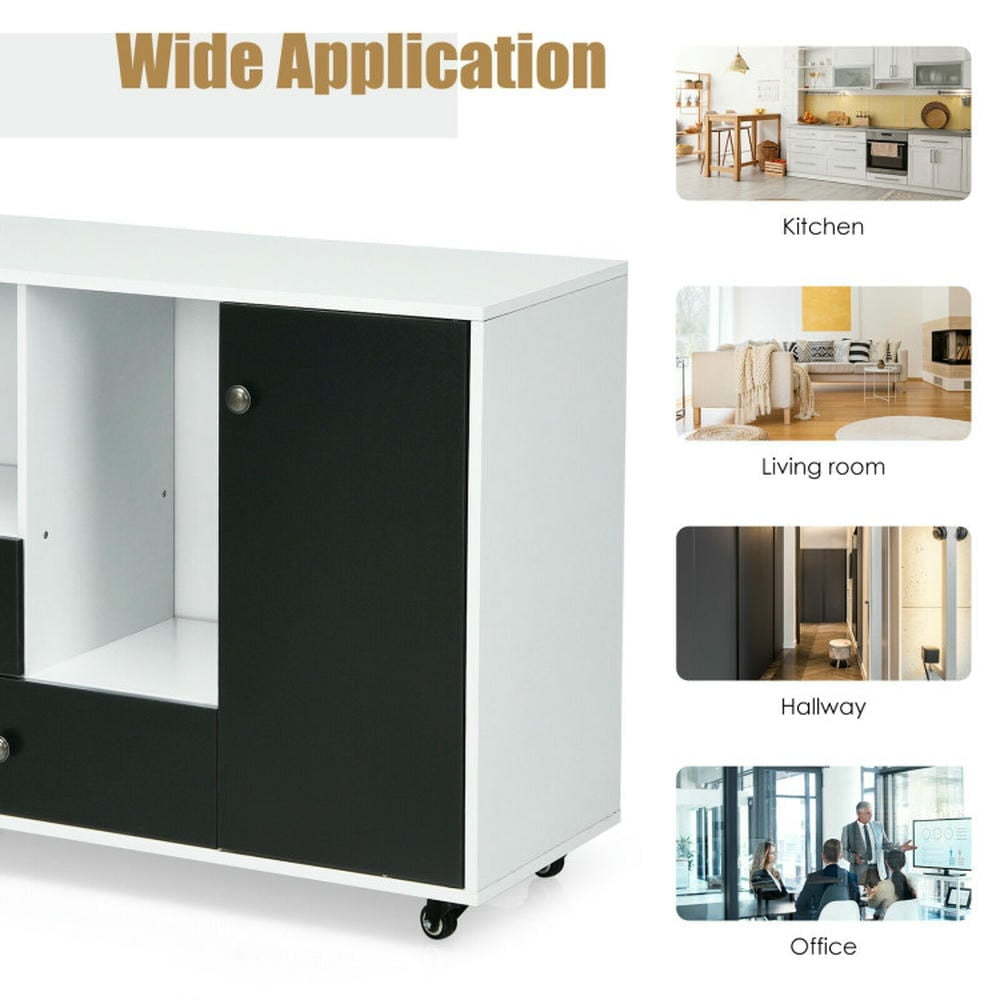 Spaco Lateral Mobile Filing Cabinet with 2 Drawers, File Cabinets for Home Office, Black