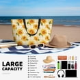 thumbnail image 5 of Zufioo Light Yellow Plaid Sunflower Print Large Capacity Beach Travel Bag, Zippered Pocket Foldable Hand-held Shoulder Beach Bag, 5 of 7