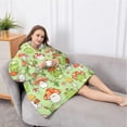 thumbnail image 5 of Oversized Wearable Blanket Hoodie,Red Mushroom Frog Green Pattern Sherpa Blanket Hoodie with Super Pockets,Super Warm Fuzzy Pullover for Women & Men, 5 of 6