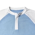 thumbnail image 7 of FRSASU Men's Henley Shirt Raglan Sleeve Colorblock Summer T-shirt Casual Collarless Slim Fit Button Down Tee Tops Light Blue, 7 of 7