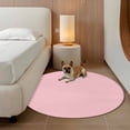 thumbnail image 2 of Soild Color 8FT Round Area Rugs for Living Room Pink Ultra-Thin Non-Slip Round Rugs Machine Washable Low Pile Circle Carpet for Bedroom Kitchen Nursery, 2 of 9