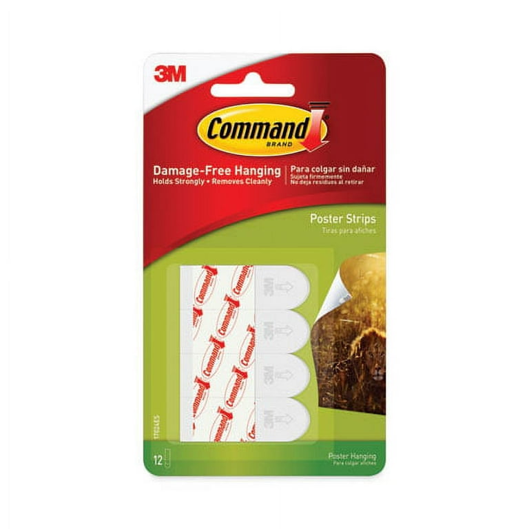 Poster Strips, Removable, Holds up to 1 lb per Pair, 0.63 x 1.75, White, 12/Pack Poster Strips, Removable, Holds up to 1 lb per Pair, 0.63 x 1.75, White, 12/Pack