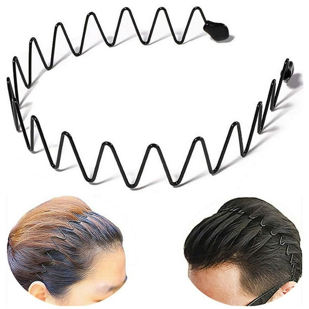 Metal Hair Band Men Headband Metal Hair Bands Women's Fashion Headbands for Men Elastic Stylish Sports Hairband Head with Non Slip Wavy Teeth, Black - Metal Hair Band Men Headband Metal Hair Bands Women's Fashion Headbands for Men Elastic Stylish Sports Hairband Head with Non Slip Wavy Teeth, Black -