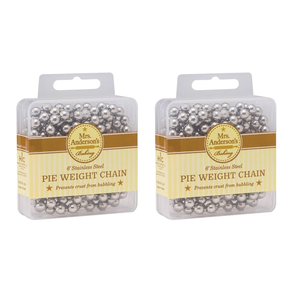 Mrs. Anderson’s Baking Pie Weight Chain, Blind Bakes 6-Inch to 12-Inch Pie Crusts, 6-Feet Long, Set of 2