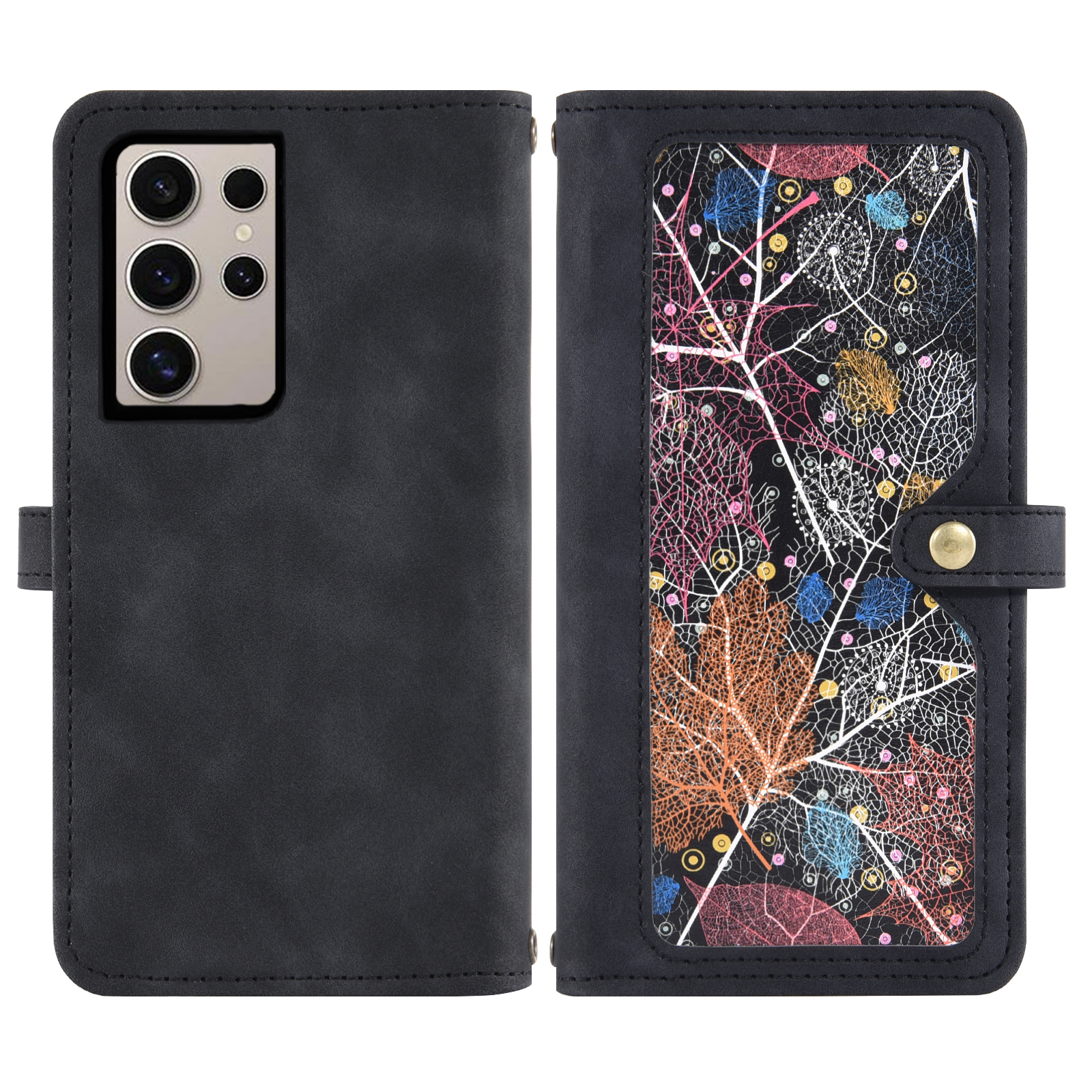 Asuwish Phone Case for Samsung Galaxy S24 Ultra 5G Wallet Cover With Tempered Glass Screen Protector Crossbody Wrist Strap Flip Pattern Zipper Credit Card Holder Cell S24Ultra 24S S 24 24Ultra Black