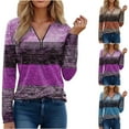 thumbnail image 2 of ShiShine Long Sleeve Tunic Tops for Women V Neck Blouse Casual Printed Zip Shirts Tops, 2 of 4
