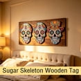 thumbnail image 4 of Sugar Skull Decor Wooden Wall Art 8 Inch Hanging Wall Decor Halloween Wall Decor Day of The Dead Decor Indoor Outdoor Fall Decoration White Floral Wall Art, 1 Pack, 4 of 6