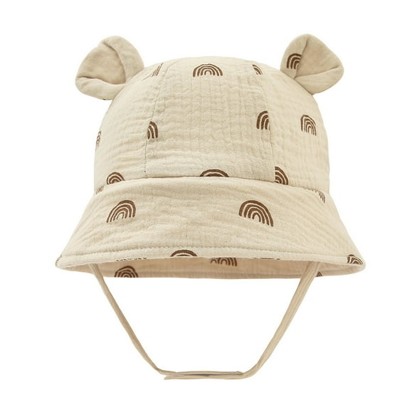 Tao Baby Sun Hat With Bear Ears Toddler Hats For Boys Girls Infant Sun Hat Baby Girl Hats Wide Brim UPF 50 Beach Hat Khaki3-12Months