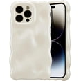 thumbnail image 2 of Case for iPhone 15 Plus 6.7 inch, Cute Solid Color Curly Wave Shape Shockproof Soft Bumper Phone Case, Candy Water Ripple 3D Silicon Slim Pretty Case Non-Yellowing Cover, White, 2 of 13