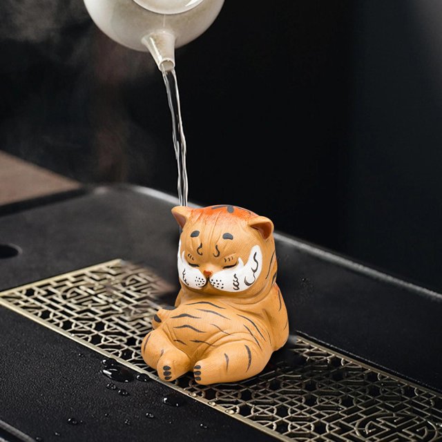 Mini escultura de tigre de arcilla, adornos de mesa de recuerdo en miniatura, artesanías artísticas bonitas de terrario DIY para jardín de hadas, esta